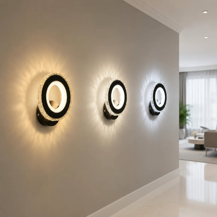 Φωτιστικό τοίχου NOVA Rotonda LED, 16W, Μαύρο & ανοξείδωτο, Θερμό/Ψυχρό/Ουδέτερο φως - 01_AL073-1BK.png