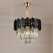 BLOIS Petito Crystal Chandelier 3xE14, Διάμετρος 30cm, Μαύρο, Ρυθμιζόμενο Ύψος - 01_CC110:300BK.png