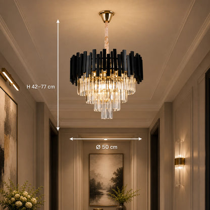BLOIS Crystal Chandelier Elegance 8xE14, Διάμετρος 50cm, Μαύρο, Ρυθμιζόμενο Ύψος - 01_CC110:500BK.png
