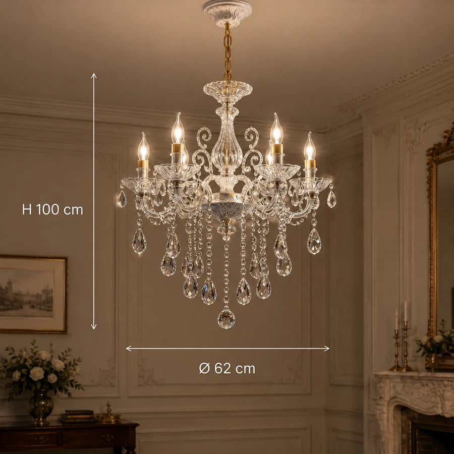 SANSSOUCI Chandelier 6xE14 Crystal and Metal – Classic Design, Silver White - 01_CC220-6WH.png