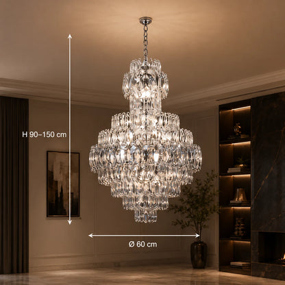 WINDSOR Grande Supremo Crystal Chandelier 14xE14, Διάμετρος 60X90cm, Γυαλιστερό Chrome, Ρυθμιζόμενο ύψος - 01_CC800-600X900CH.png