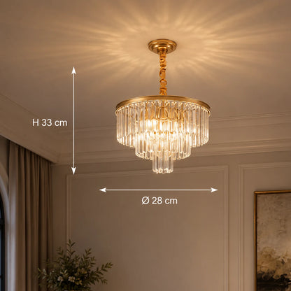 Crystal Chandelier CHAMBORD Petito 3xE14, Διάμετρος 28cm, Matt Gold - 01_CC930-300GD.png