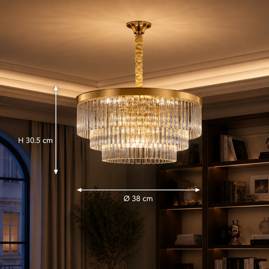 CHAMBORD Crystal Chandelier Nobile 5xE14, Διάμετρος 38cm, Matt Gold - 01_CC930-400GD.png