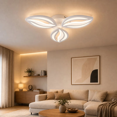 Πολυέλαιος LED με τηλεχειριστήριο ORCHID 40W, 3 Πέταλα, Κρύο/Ζεστό/Ουδέτερο φως, Ρυθμιζόμενο, Λευκό