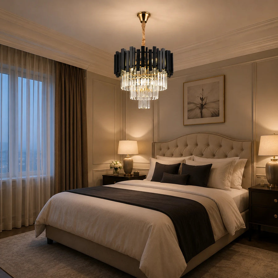 BLOIS Petito Crystal Chandelier 3xE14, Διάμετρος 30cm, Μαύρο, Ρυθμιζόμενο Ύψος - 02_CC110:300BK.png