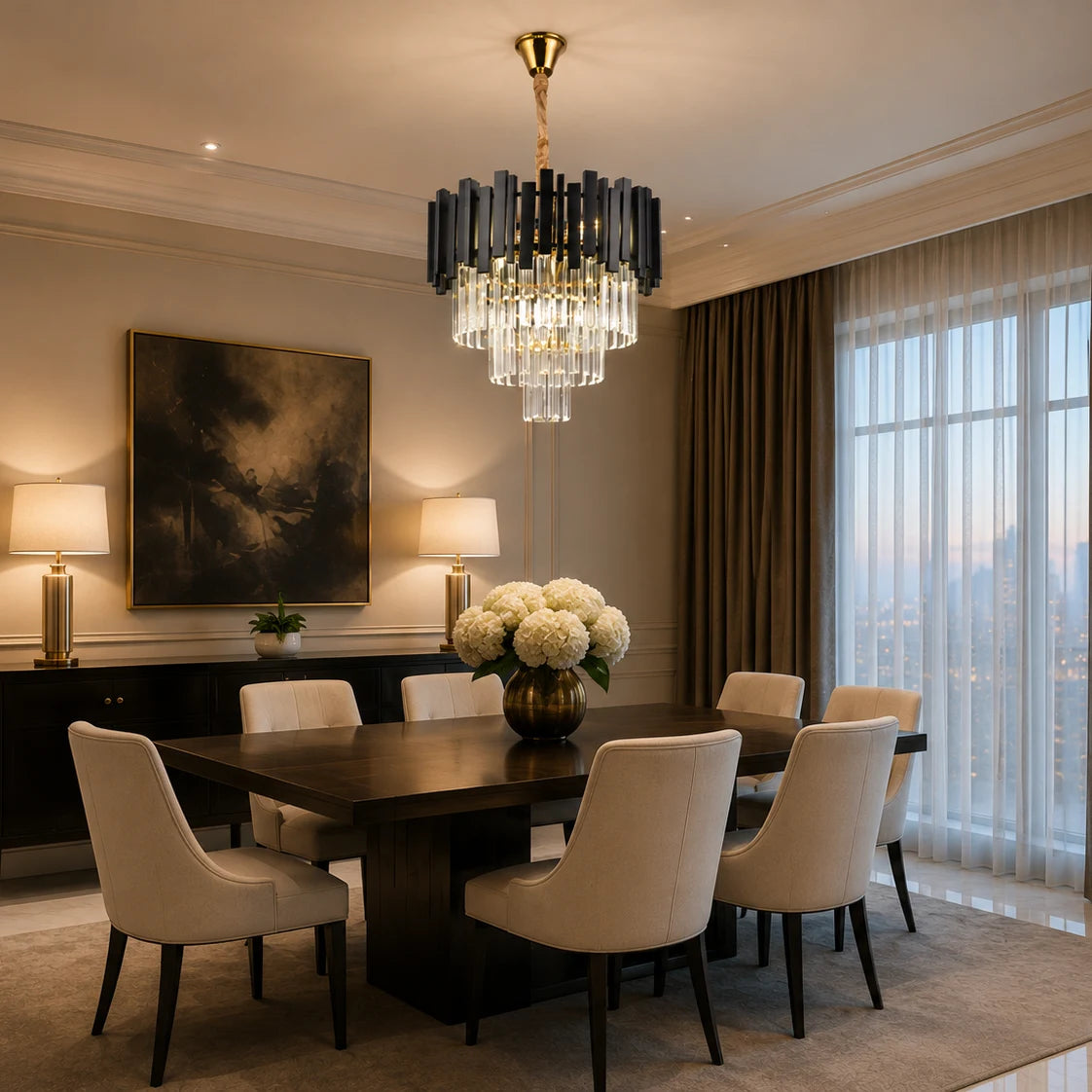 BLOIS Petito Crystal Chandelier 3xE14, Διάμετρος 30cm, Μαύρο, Ρυθμιζόμενο Ύψος - 04_CC110:300BK.png