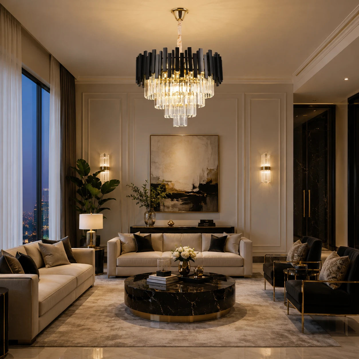 BLOIS Crystal Chandelier Eleganza 8xE14, Διάμετρος 50cm, Μαύρο, Ρυθμιζόμενο Ύψος - 04_CC110:500BK.png