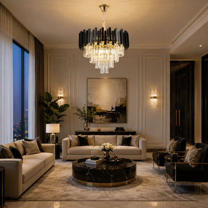 BLOIS Crystal Chandelier Eleganza 8xE14, Διάμετρος 50cm, Μαύρο, Ρυθμιζόμενο Ύψος - 04_CC110:500BK.png