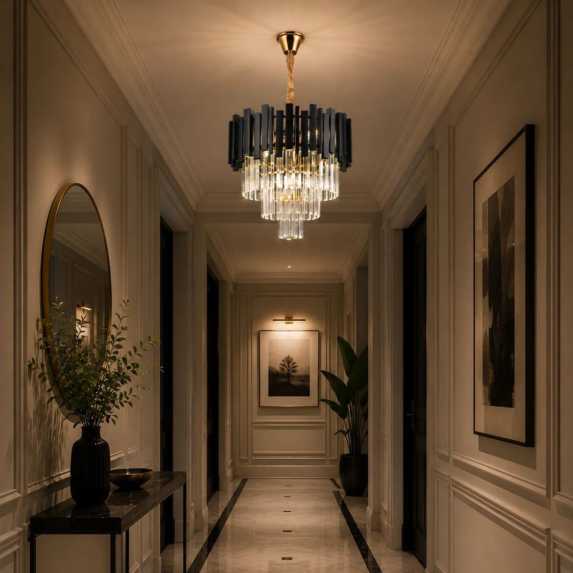 BLOIS Petito Crystal Chandelier 3xE14, Διάμετρος 30cm, Μαύρο, Ρυθμιζόμενο Ύψος - 05_CC110:300BK.png