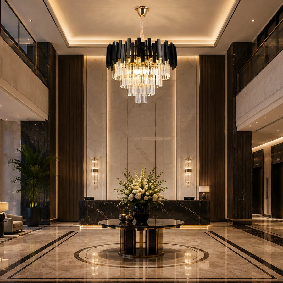 BLOIS Crystal Chandelier Elegance 8xE14, Διάμετρος 50cm, Μαύρο, Ρυθμιζόμενο Ύψος - 05_CC110:500BK.png