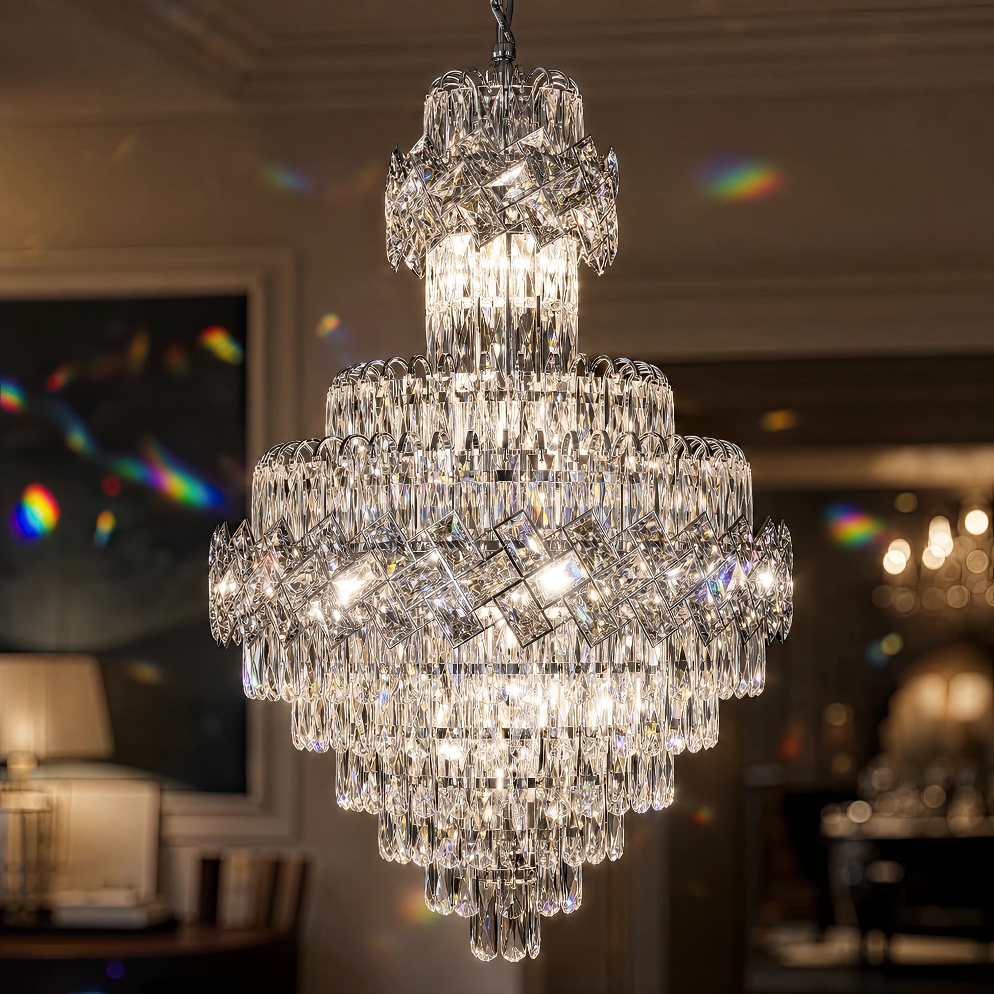 WINDSOR Grande Supremo Crystal Chandelier 14xE14, Διάμετρος 60X90cm, Γυαλιστερό Chrome, Ρυθμιζόμενο ύψος - 05_CC800-600X900CH.png
