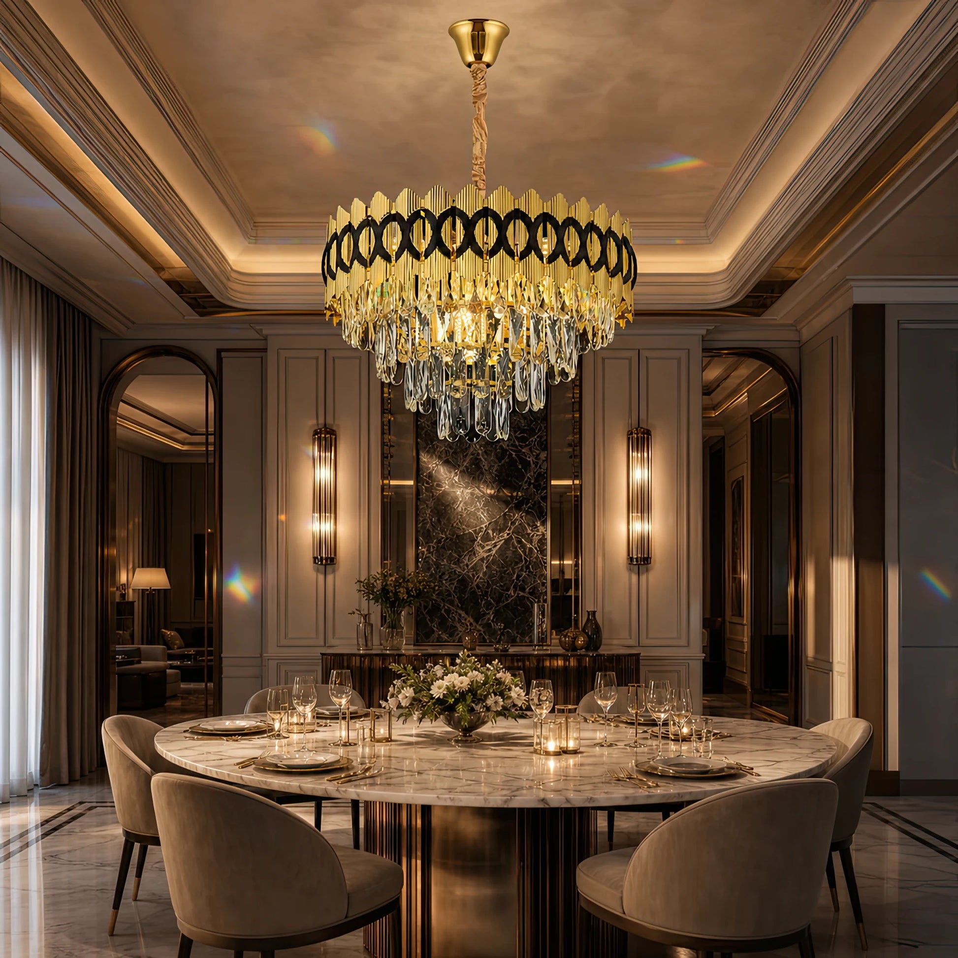 PIERREFONDS Elegance Crystal Chandelier 8x E14, Διάμετρος 48,5cm, Γυαλιστερό Χρυσό, Ρυθμιζόμενο Ύψος - 05_CC8942-500.png