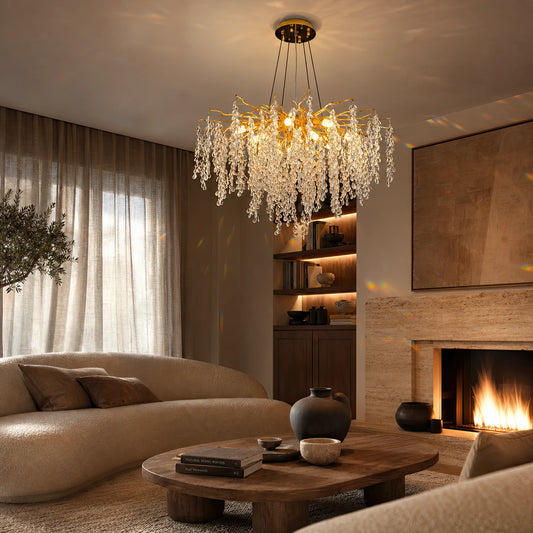 WALTZ Cascade Crystal Chandelier, 9x G9, Gold, 80cm, Ρυθμιζόμενο Ύψος - 06_CC331-80.png