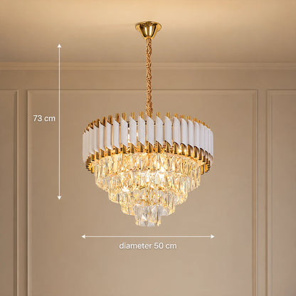 Crystal Chandelier VERSAILLES Elegance 8x E14, Διάμετρος 50cm, Γυαλιστερό Χρυσό και Λευκό, Ρυθμιζόμενο Ύψος - 06_CC900-500WH.png