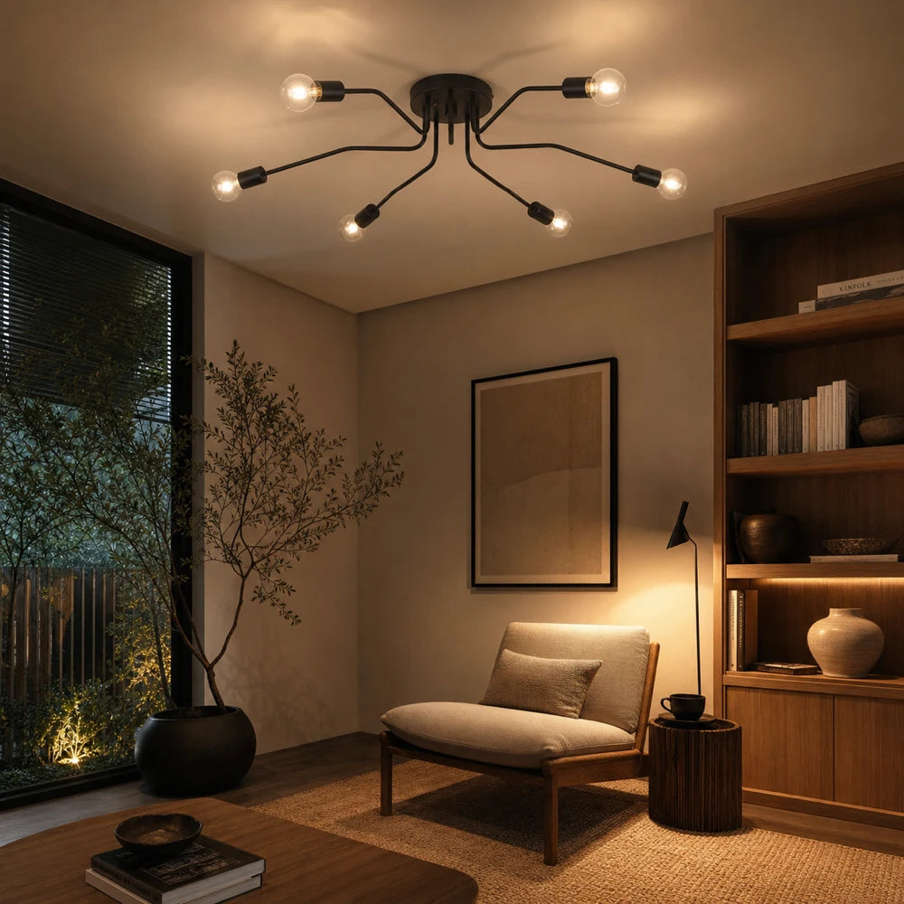MODERNIST Hexa 6 Chandelier, 6x E27, Black, Modern Design - 06_LC360-6BK.png