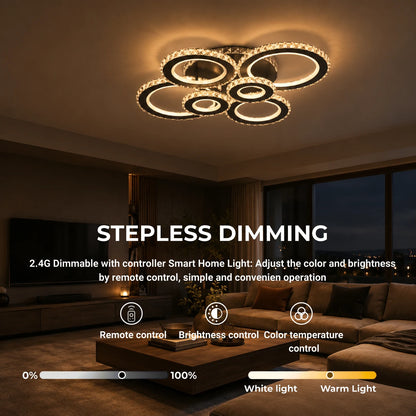 Πολυέλαιος LED με τηλεχειριστήριο και κρύσταλλο NOVA ROTONDA RGB 145W, 6 κύκλοι, κρύο/θερμό/ουδέτερο φως, ρυθμιζόμενο, μαύρο - 06_LT073-6BK.png