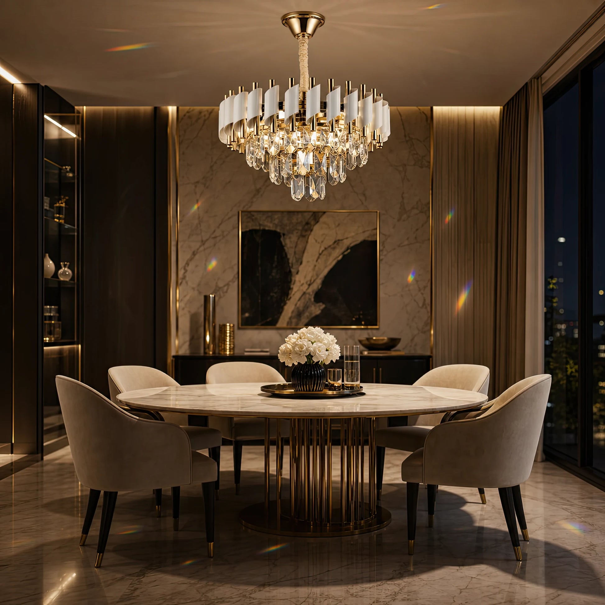 Crystal Chandelier VERSAILLES Nobile 5xE14, Διάμετρος 40cm, Γυαλιστερό Χρυσό και Λευκό - 07_CC900-400WH.png