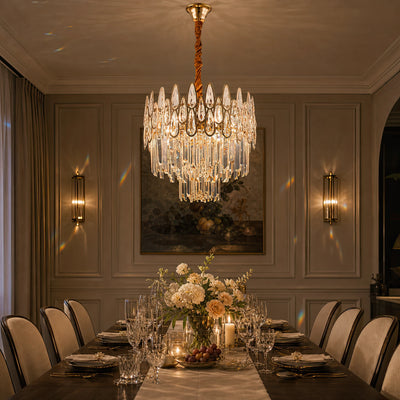 Crystal Chandelier ALHAMBRA Nobile 5x E14, Διάμετρος 40cm, Γυαλιστερό Χρυσό, Ρυθμιζόμενο Ύψος