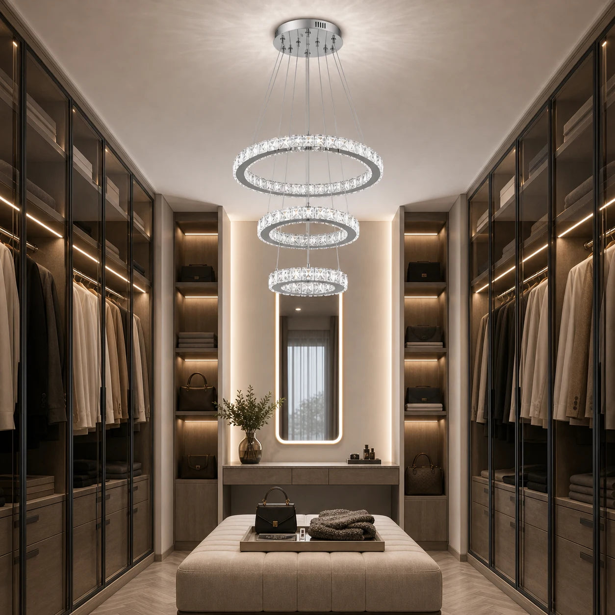Lustra LED suspendata cu telecomanda si cristal PRISM LUMORA 63W, 3 Cercuri, lumina Rece/Calda/Neutra, Dimabila, Crom Lucios, Inaltime Reglabila - 07_LLC131-3CH.png