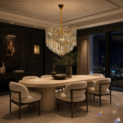 TOPKAPI Nobile Crystal Chandelier 6xE14, Διάμετρος 40cm, Γυαλιστερό Χρυσό, Ρυθμιζόμενο Ύψος