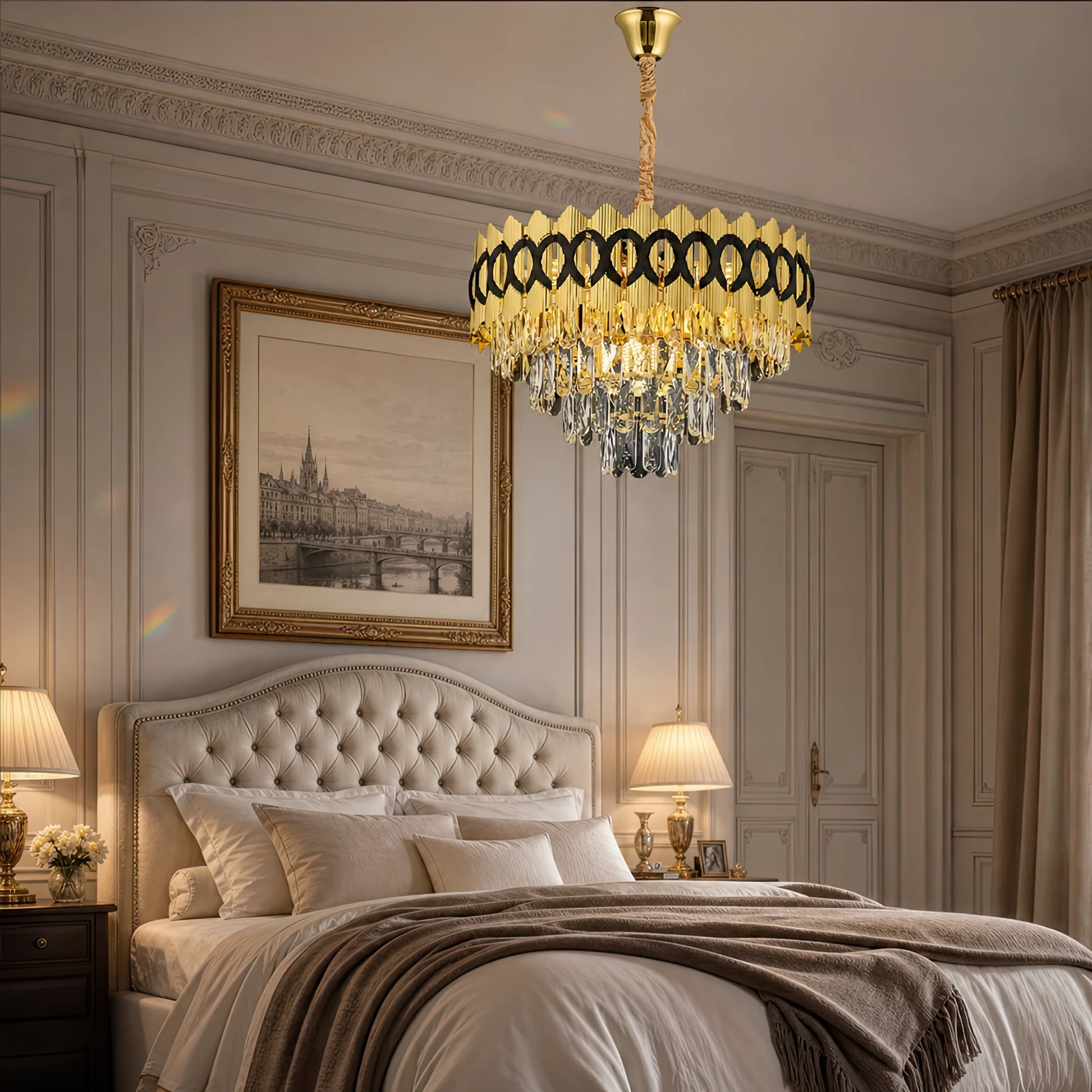 PIERREFONDS Elegance Crystal Chandelier 8x E14, Διάμετρος 48,5cm, Γυαλιστερό Χρυσό, Ρυθμιζόμενο Ύψος - 08_CC8942-500.png