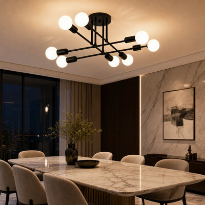 Classic Modernist Octa Chandelier, 8x E27, Μαύρο, Μοντέρνο Σχέδιο, Μέταλλο, Χωρίς αμπαζούρ