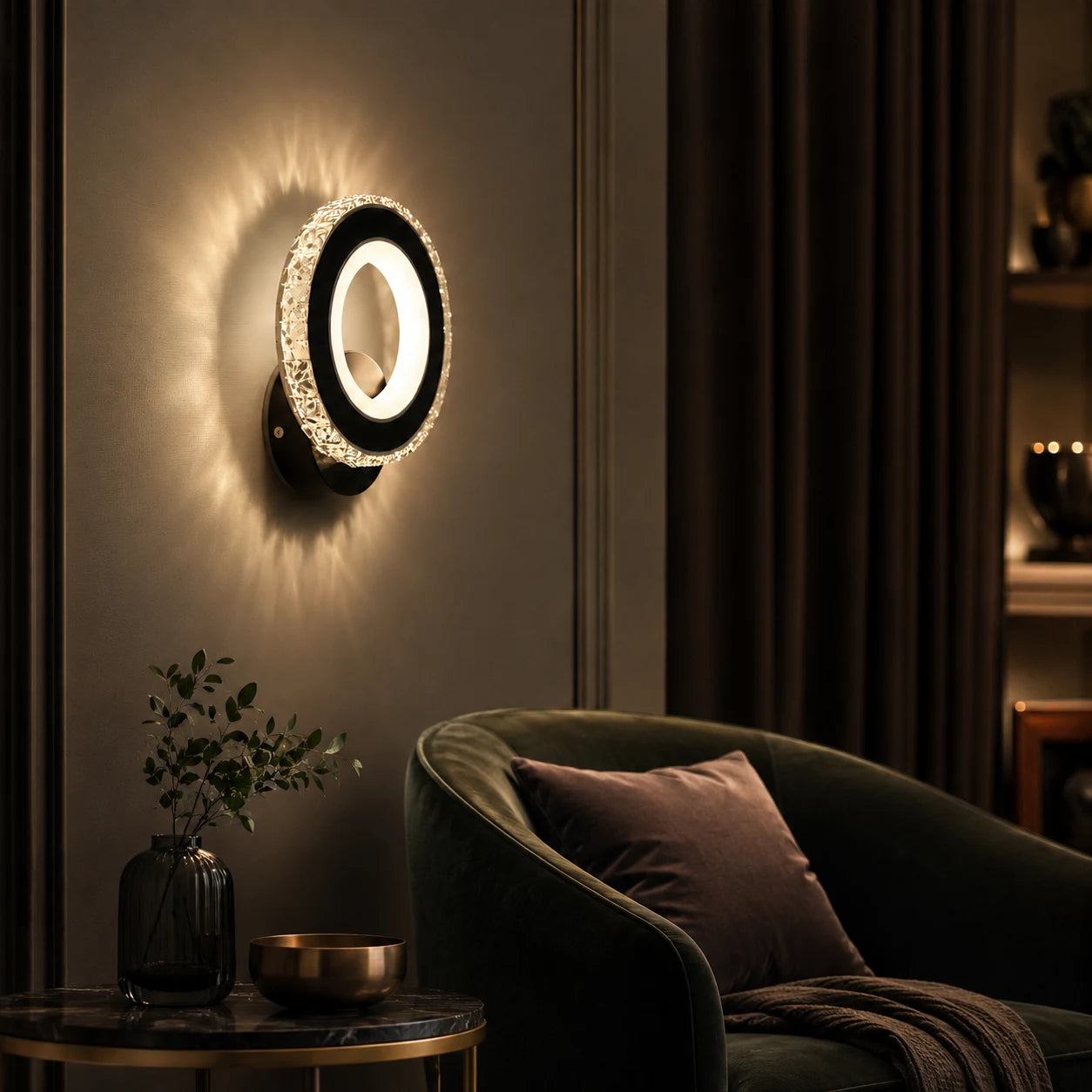 Φωτιστικό τοίχου NOVA Rotonda LED, 16W, Μαύρο & ανοξείδωτο, Θερμό/Ψυχρό/Ουδέτερο φως - 11_AL073-1BK.png