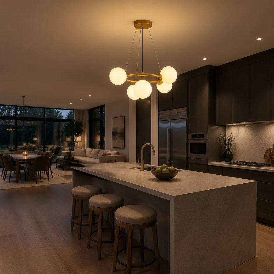 Πολυέλαιος LOFT Chamber, 5x G9, Λευκός Χρυσός, Μέταλλο, Ρυθμιζόμενο ύψος, Μοντέρνο - 11_LC802-5GD.png