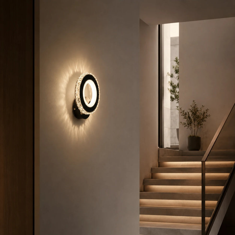 Φωτιστικό τοίχου NOVA Rotonda LED, 16W, Μαύρο & ανοξείδωτο, Θερμό/Ψυχρό/Ουδέτερο φως - 12_AL073-1BK.png