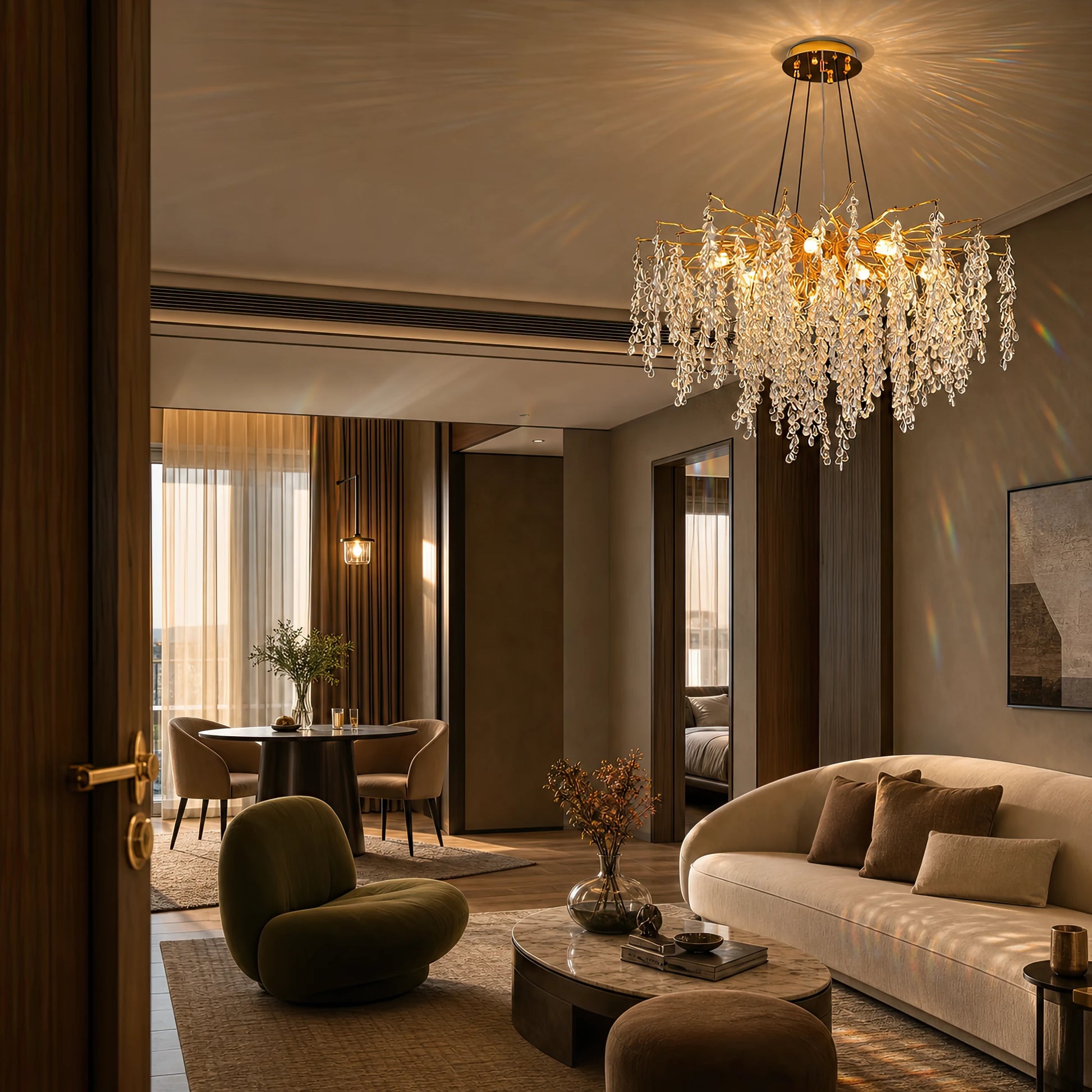 WALTZ Cascade Crystal Chandelier, 9x G9, Gold, 80cm, Ρυθμιζόμενο ύψος - 15_CC331-80.png