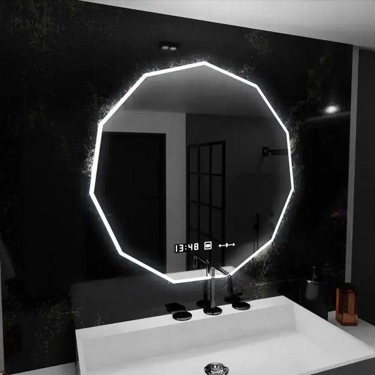 Καθρέφτης LED 60cm, POLIGON Sensor MotionGlow Marcello, Σύστημα αποθολώματος, Ρολόι & Θερμόμετρο, Dimabila Mirrors Marcello Προεπιλεγμένος τίτλος Alessandro Design
