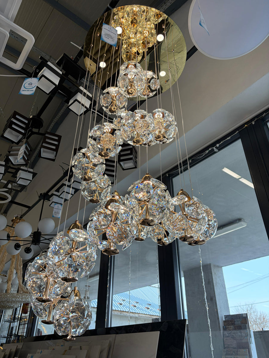 Crystal LED KILKENNY Culmino Chandelier, 144W, Neutral Light, Diameter 60cm, Gold Modern Chandeliers Προεπιλεγμένος τίτλος Alessandro Design