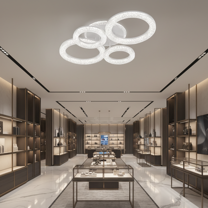 Πολυέλαιος LED Linnea με τηλεχειριστήριο, 74W, 3000K/4000K/6000K, Dimmable, White, Crystals LED Chandeliers with Remote Control Προεπιλεγμένος τίτλος Alessandro Design