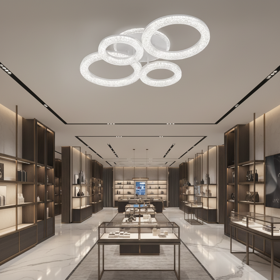 Πολυέλαιος LED Linnea με τηλεχειριστήριο, 74W, 3000K/4000K/6000K, Dimmable, White, Crystals LED Chandeliers with Remote Control Προεπιλεγμένος τίτλος Alessandro Design
