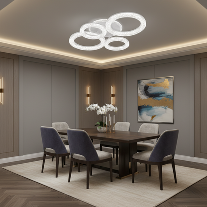 Πολυέλαιος LED Linnea με τηλεχειριστήριο, 74W, 3000K/4000K/6000K, Dimmable, White, Crystals LED Chandeliers with Remote Control Προεπιλεγμένος τίτλος Alessandro Design