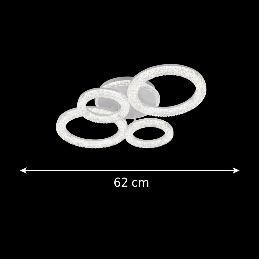 Πολυέλαιος LED Linnea με τηλεχειριστήριο, 74W, 3000K/4000K/6000K, Dimmable, White, Crystals LED Chandeliers with Remote Control Προεπιλεγμένος τίτλος Alessandro Design