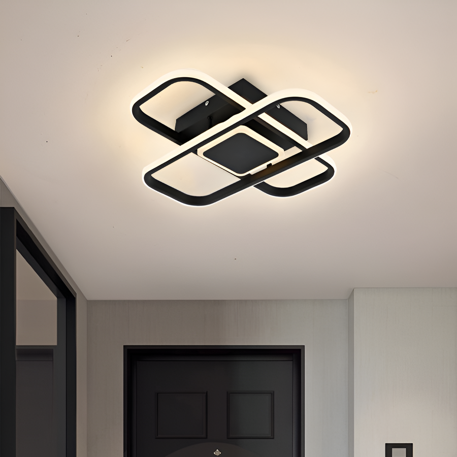 Πολυέλαιος LED με τηλεχειριστήριο VECTOR QUAD 52W, Κρύο/Ζεστό/Ουδέτερο φως, Ρυθμιζόμενο, Μαύροι πολυέλαιοι LED με τηλεχειριστήριο Προεπιλεγμένος τίτλος Alessandro Design