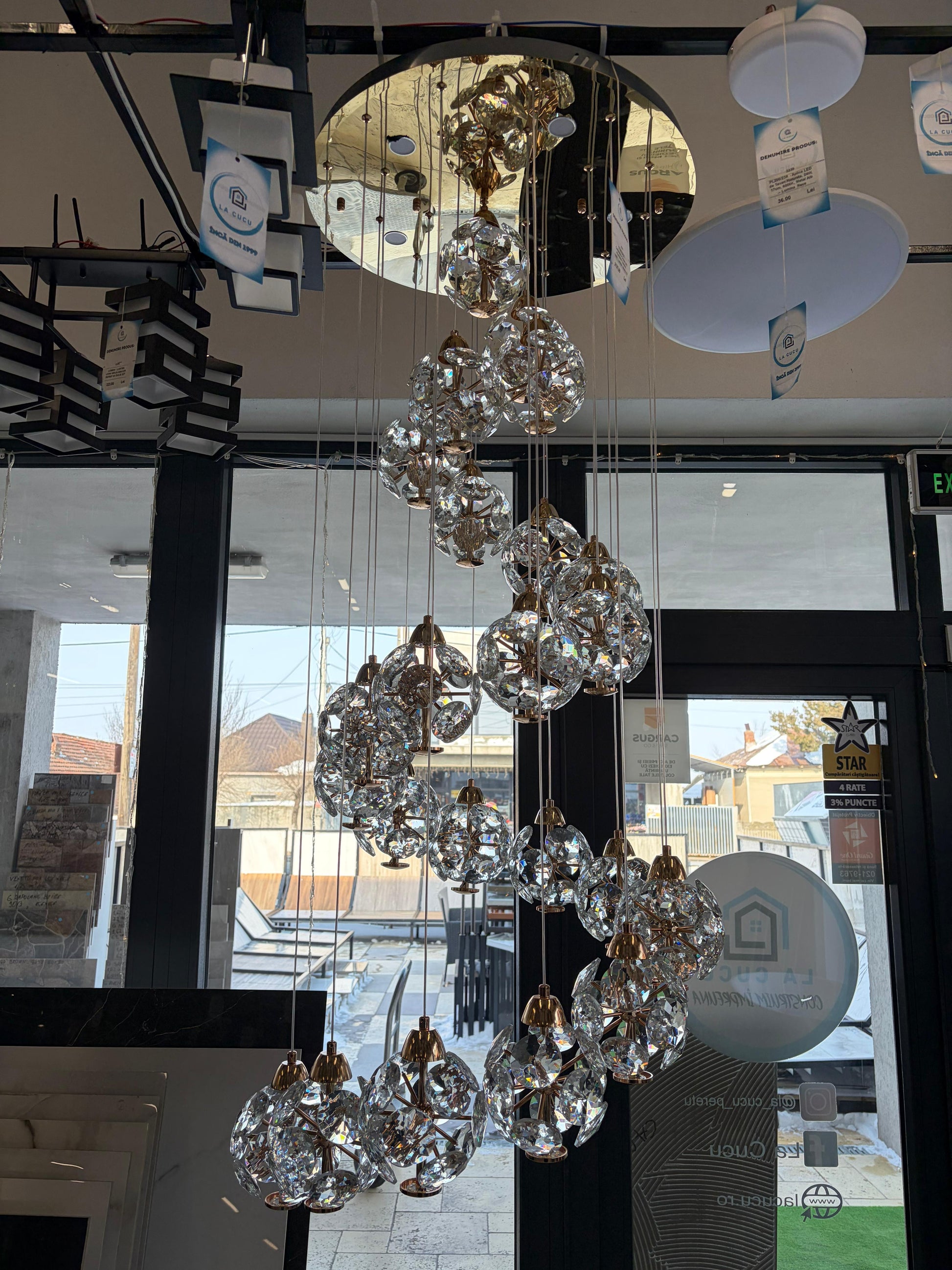 Crystal LED KILKENNY Culmino Chandelier, 144W, Neutral Light, Diameter 60cm, Gold Modern Chandeliers Προεπιλεγμένος τίτλος Alessandro Design