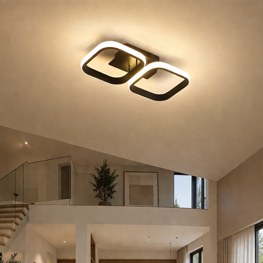 Πολυέλαιος LED VERTEX 21W, 2 τετράγωνα, Γραμμικό, Κρύο/Ζεστό/Ουδέτερο φως, Μαύροι πολυέλαιοι LED Προεπιλεγμένος τίτλος Alessandro Design