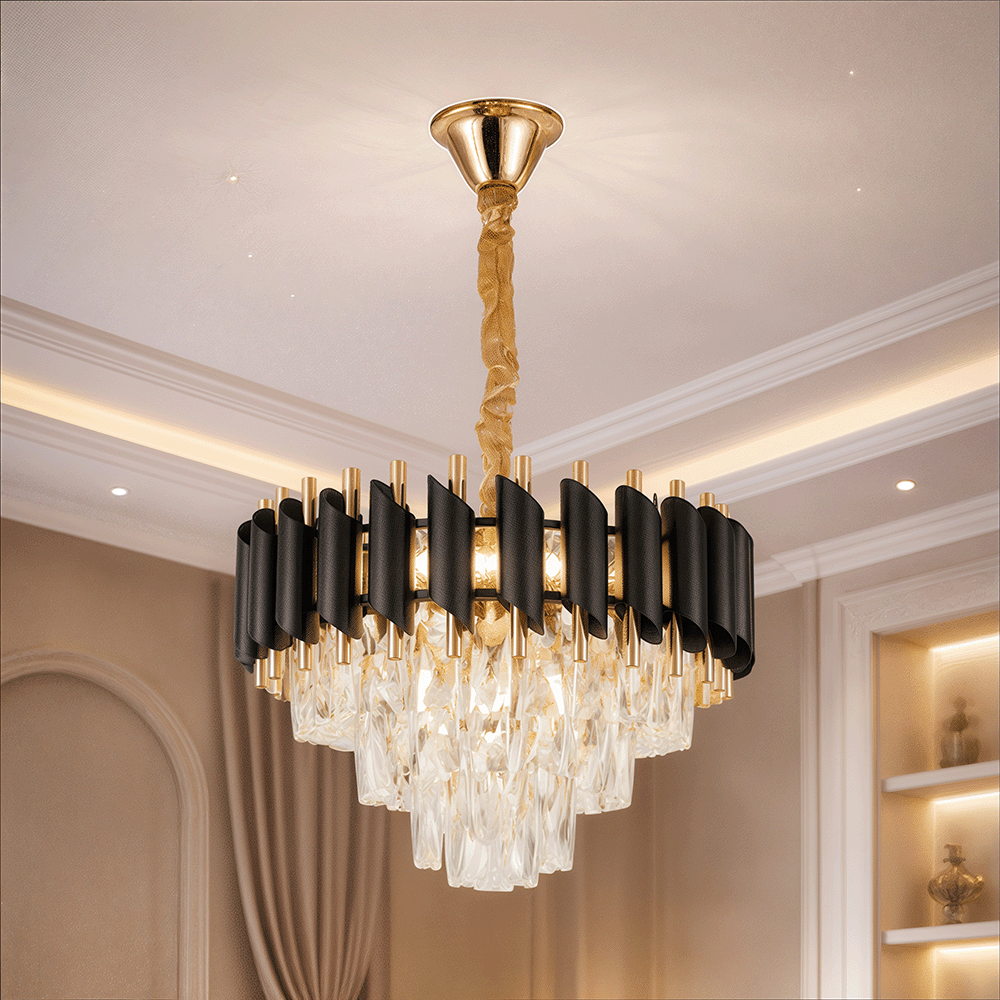 Crystal Chandelier VERSAILLES Nobile 5xE14, Diameter 40cm, Shiny Gold and Black Crystal Chandeliers Προεπιλεγμένος τίτλος Alessandro Design
