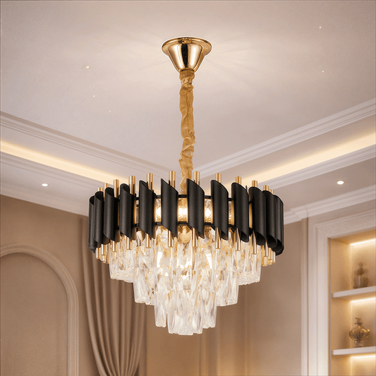 Crystal Chandelier VERSAILLES Nobile 5xE14, Diameter 40cm, Shiny Gold and Black Crystal Chandeliers Προεπιλεγμένος τίτλος Alessandro Design
