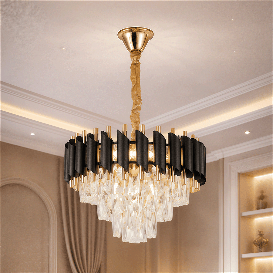 Crystal Chandelier VERSAILLES Nobile 5xE14, Diameter 40cm, Shiny Gold and Black Crystal Chandeliers Προεπιλεγμένος τίτλος Alessandro Design
