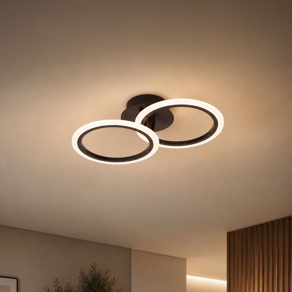 Πολυέλαιος LED με τηλεχειριστήριο BETTY 27W, 2 κύκλοι, κρύο/θερμό/ουδέτερο φως, ρυθμιζόμενο, μαύροι πολυέλαιοι LED με τηλεχειριστήριο Προεπιλεγμένος τίτλος Alessandro Design