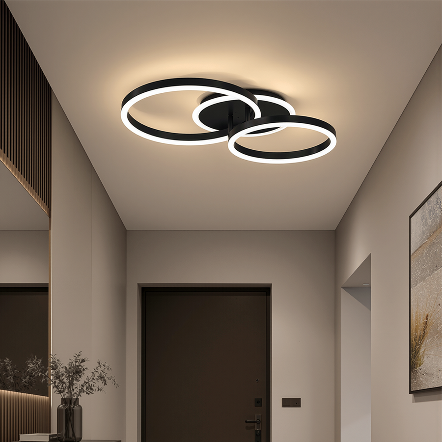 Πολυέλαιος LED με τηλεχειριστήριο RINOVA 66W, 2 κύκλοι, κρύο/ζεστό/ουδέτερο φως, ρυθμιζόμενο, μαύροι πολυέλαιοι LED με τηλεχειριστήριο Προεπιλεγμένος τίτλος Alessandro Design