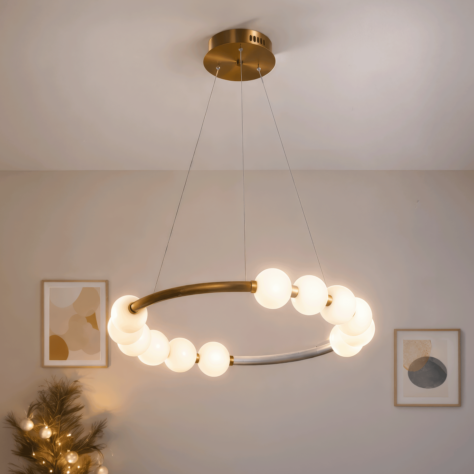 Κρεμαστό φως LED Ακρυλικό Nova 57W με τηλεχειριστήριο, ρυθμιζόμενο, 3000K/4000K/6000K, χρυσό, μέταλλο και ακρυλικό LED πολυέλαιοι με τηλεχειριστήριο προεπιλεγμένος τίτλος Alessandro Design