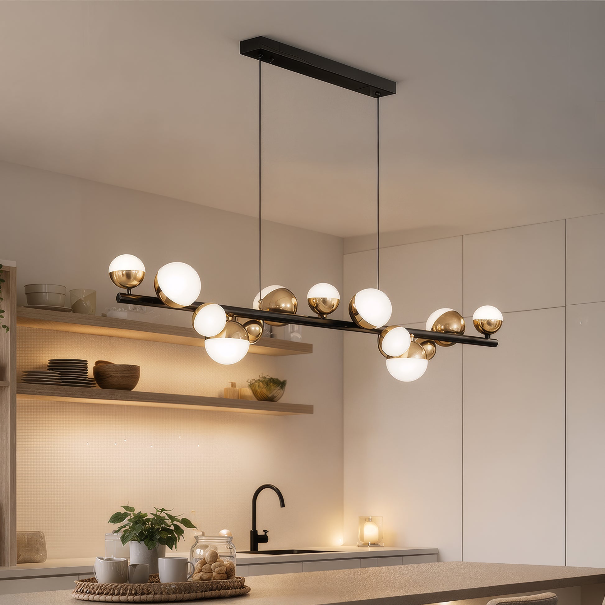Πολυέλαιος Aurion 29W Ακρυλικός LED Κρεμαστός με Τηλεχειριστήριο, Ρυθμιζόμενο, Μαύρο Χρυσό, Μεταλλικό και Ακρυλικό LED Πολυέλαιοι με Τηλεχειριστήριο Προεπιλεγμένος τίτλος Alessandro Design