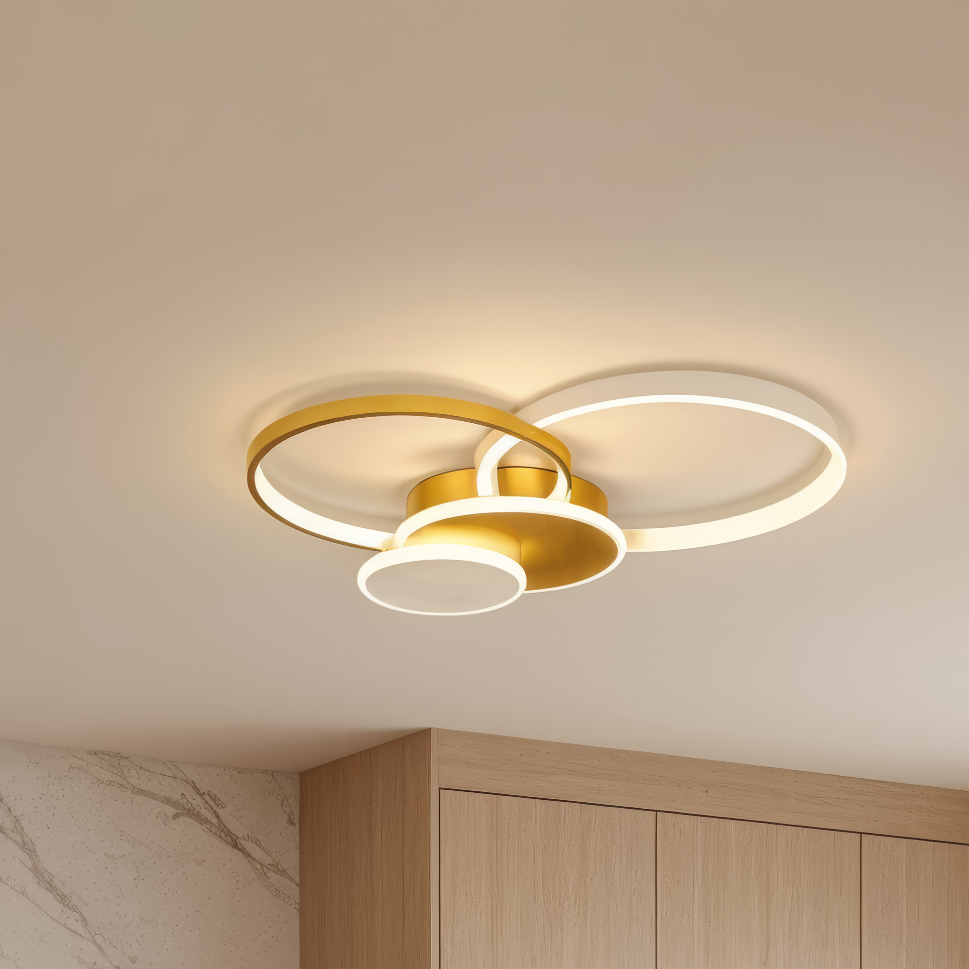 Πολυέλαιος LED με τηλεχειριστήριο KILLIAN 80W, 4 κύκλοι, κρύο/θερμό/ουδέτερο φως, ρυθμιζόμενο, χρυσοί πολυέλαιοι LED με τηλεχειριστήριο Προεπιλεγμένος τίτλος Alessandro Design