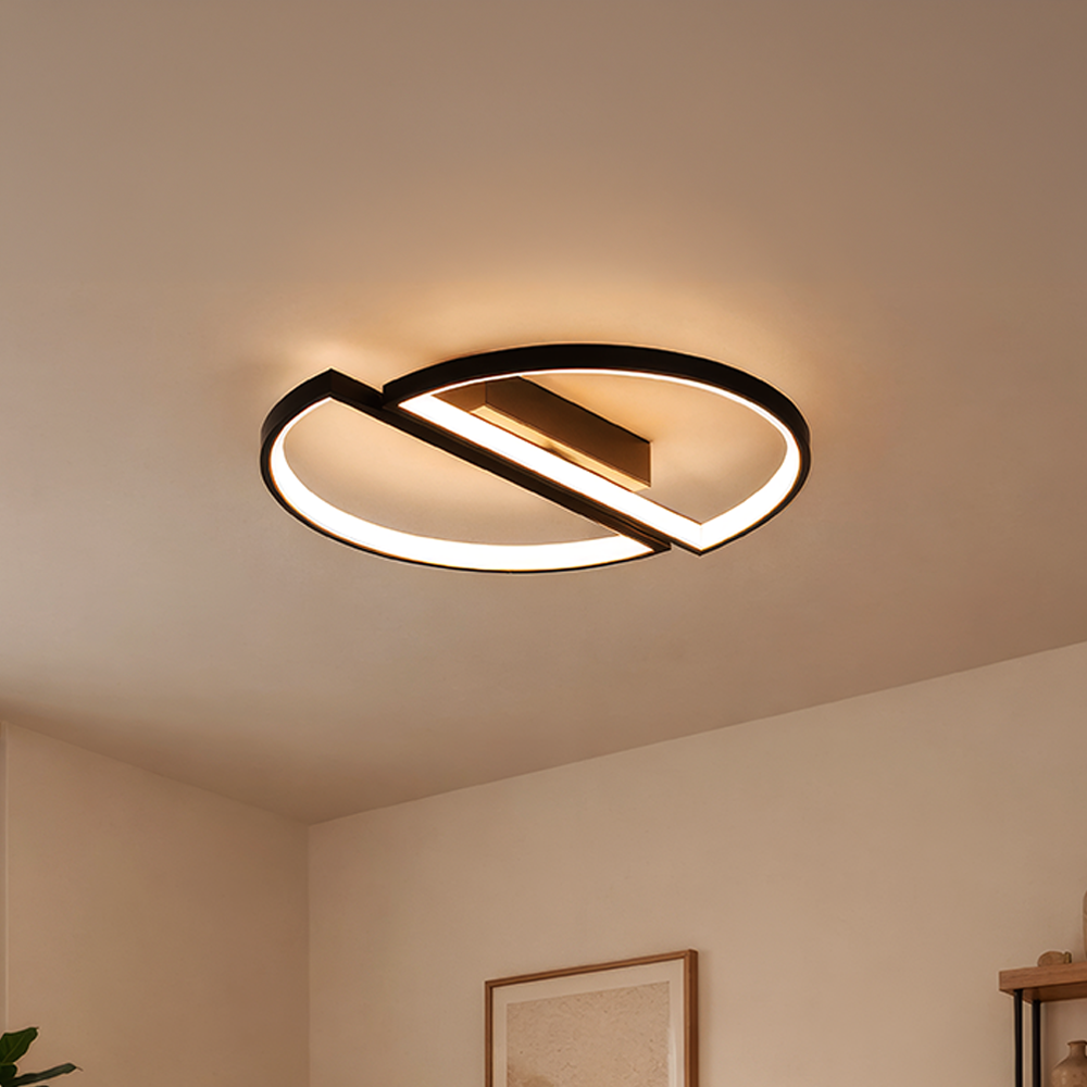 Πολυέλαιος LED με τηλεχειριστήριο VECTOR ARCUS 52W, 2 Στοιχεία, Κρύο/Ζεστό/Ουδέτερο φως, Ρυθμιζόμενο, Μαύροι πολυέλαιοι LED με τηλεχειριστήριο Προεπιλεγμένος τίτλος Alessandro Design