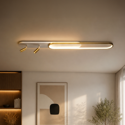 Πολυέλαιος LED με Ρυθμιζόμενο Προβολέα FISSO Camilla, 66W, Κρύο/Ζεστό/Ουδέτερο φως, Γυαλιστερό χρυσό