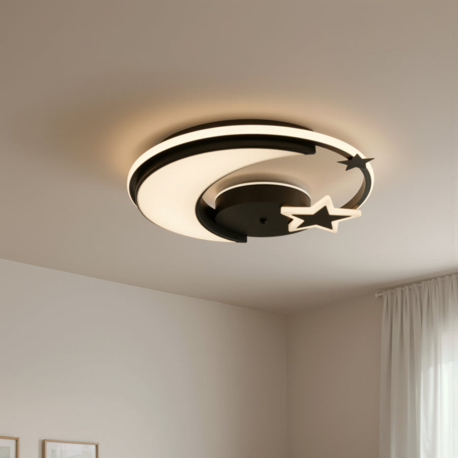 Πολυέλαιος LED με τηλεχειριστήριο ALYONA 44W, Σελήνη και αστέρι, Κρύο/Θερμό/Ουδέτερο φως, Ρυθμιζόμενο, Μαύρος πολυέλαιος LED με τηλεχειριστήριο Προεπιλεγμένος τίτλος Alessandro Design